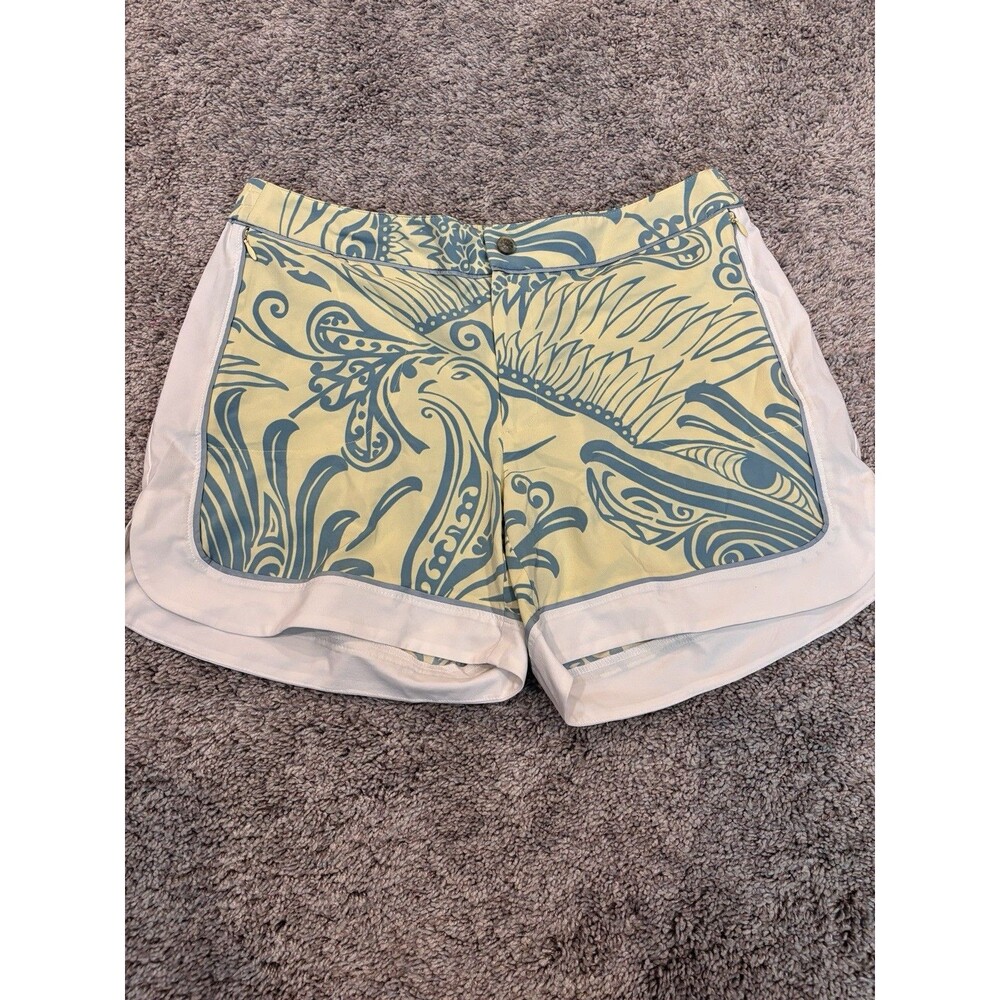 Athleta Women’s Lightweight Board Shorts Yellow, Green White Size Med